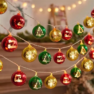 LED lyskæde med julekugler - Julelyskæde - 3 m 20 lys